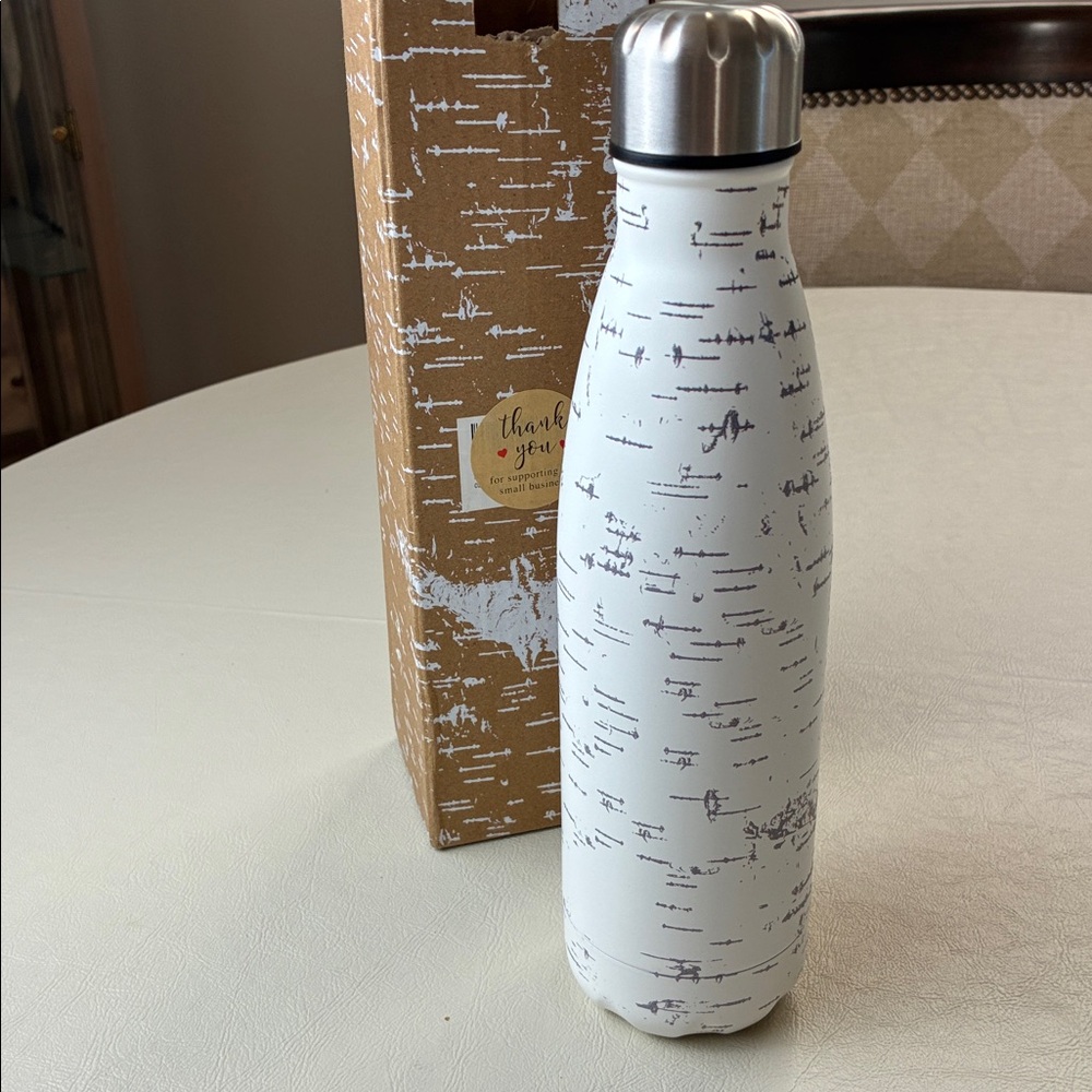 White and Black Insulated Water Bottle
